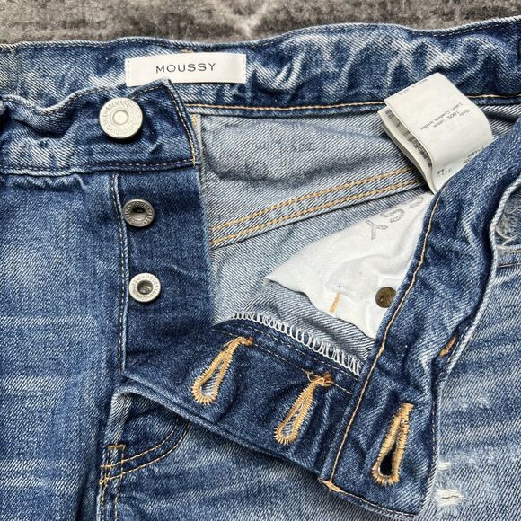 Moussy Vintage Bowie Selvedge Patch Tapered Straight Jeans Womens Size 26 - Picture 7 of 14